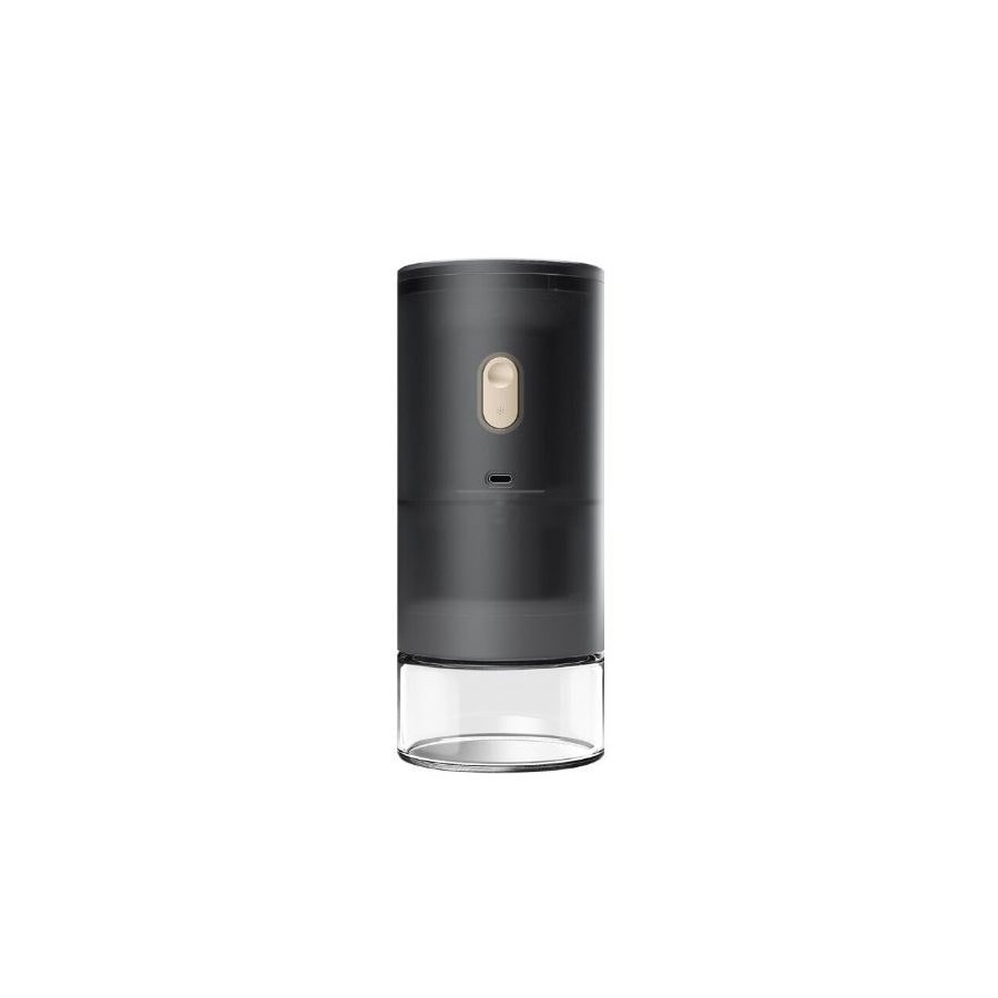 Černý elektrický mlýnek Timemore Go pro filtrovanou kávu.