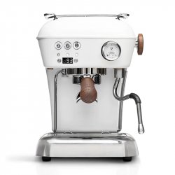Bílý pákový kávovar Ascaso Dream PID s nastavováním teploty.