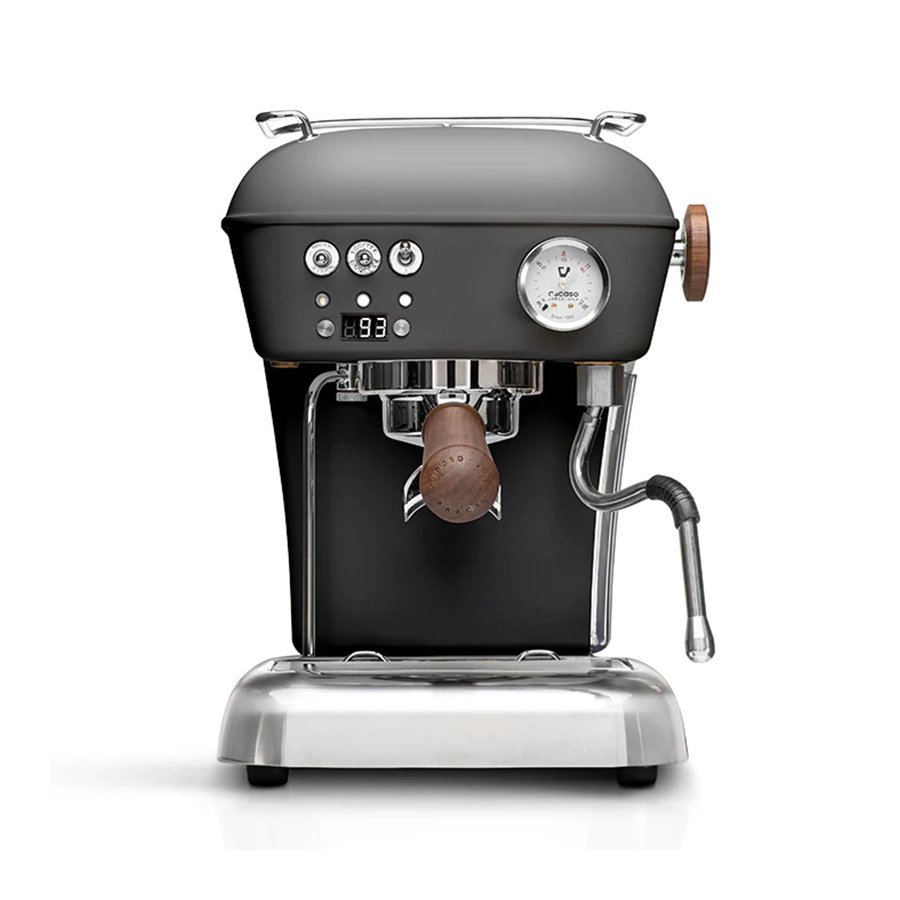Antracitový pákový kávovar Ascaso Dream PID s nastavováním teploty.