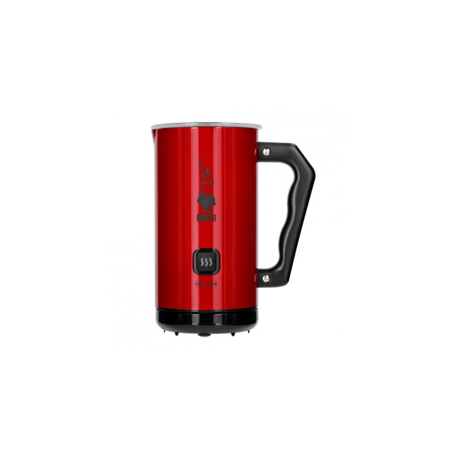 Červený napěňovač mléka Bialetti MK02 Rosso pro přípravu cappuccina.
