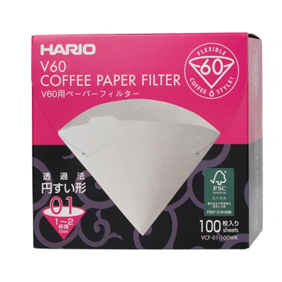 Hario V60-01 papírové filtry VCF-01-100WK 100 ks