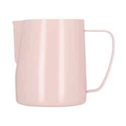 Barista Space konvička na mléko z teflonu v pudrově růžové barvě.